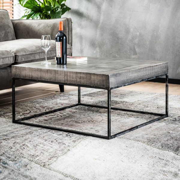 Vierkante salontafel grijs hout Giani Denzo |