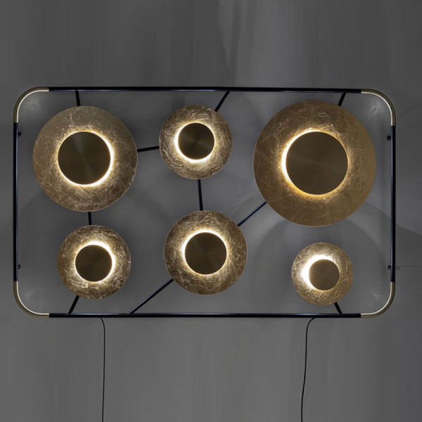 Mineraalwater Winkelier Kreta Kare Design Disc | Grote design wandlamp met goud | 52524 | LUMZ