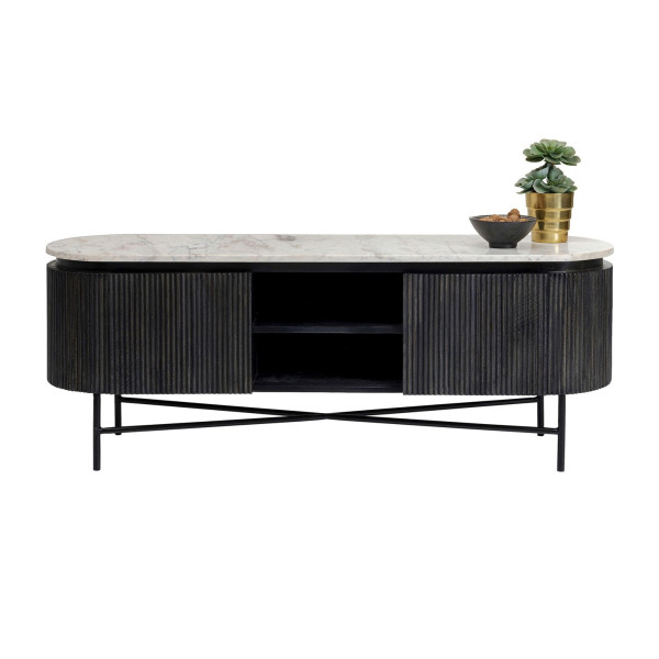 zoon Talloos Indiener Kare Design Glenn | Ovaal tv-meubel zwart met wit marmer | 84890 | LUMZ