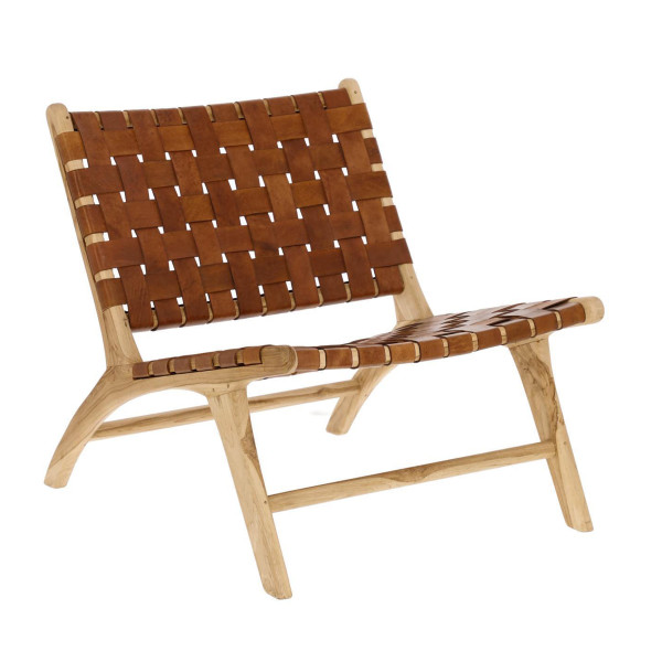 Productie langzaam Viskeus Kave Home Calixta | Houten fauteuil met leer | CC1947P10