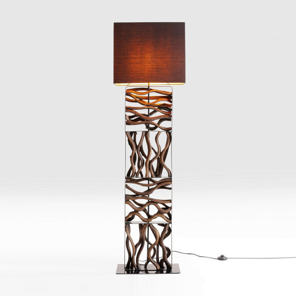 mouw Kritisch snijder Kare Design Nature Wave | Zwarte vloerlamp met hout | 51805 | LUMZ
