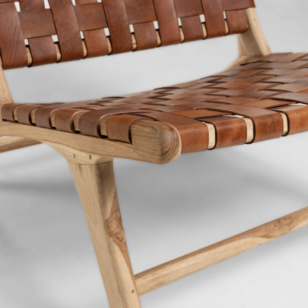 Productie langzaam Viskeus Kave Home Calixta | Houten fauteuil met leer | CC1947P10