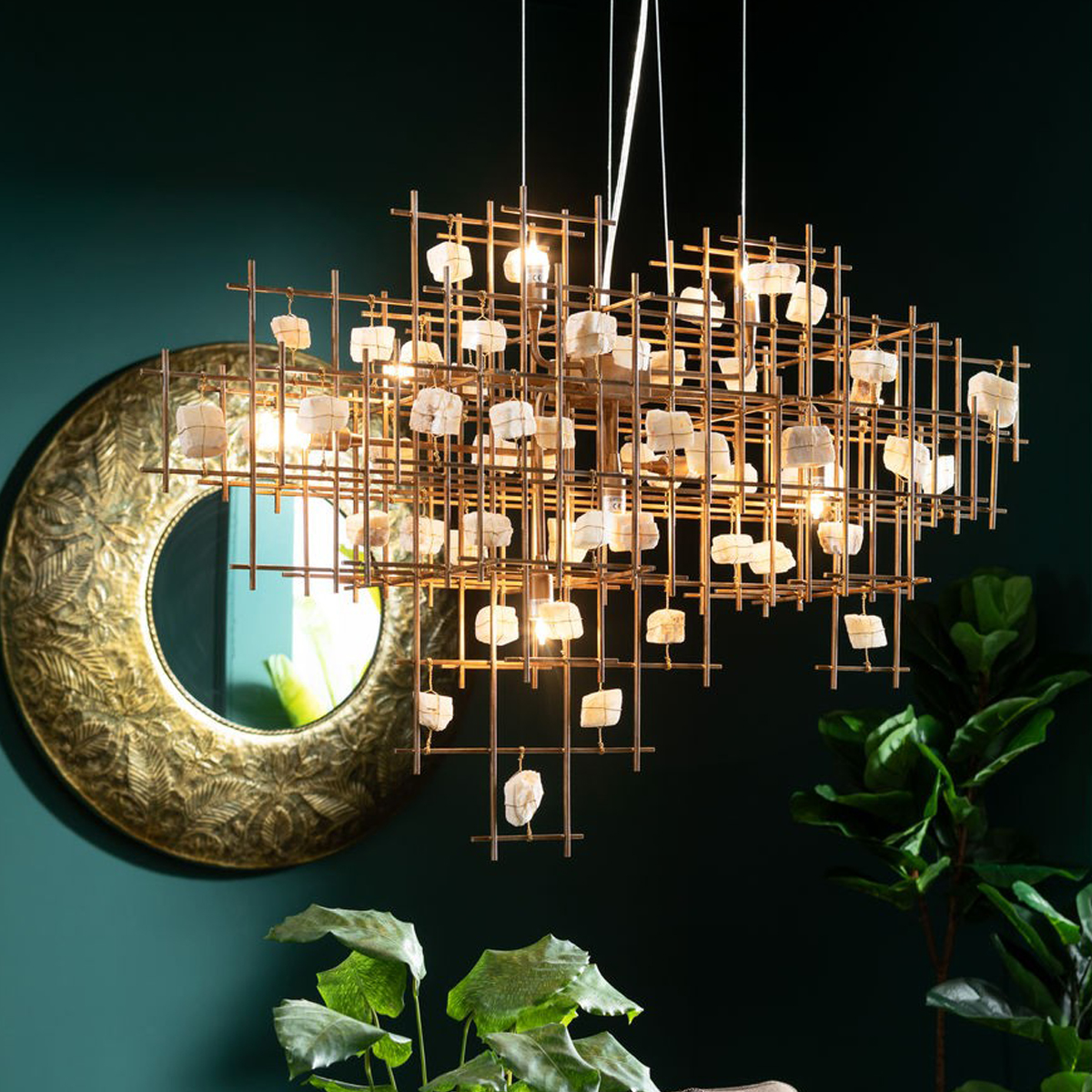 Turbulentie Kiwi Suradam Kare Design Stone Mobile | Gouden design hanglamp | 60163